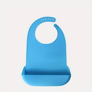Babero de Silicona con Bolsillo para Adultos Mayores color azul | Babero de Alimentación Reutilizable, Suave y Fácil de Limpiar