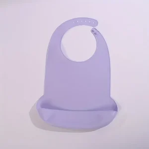 Babero de Silicona con Bolsillo para Adultos Mayores color morado | Babero de Alimentación Reutilizable, Suave y Fácil de Limpiar